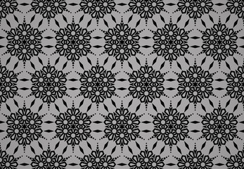 Abstract geometric pattern with lines, snowflakes. A seamless vector background. Grey and black texture. Graphic modern pattern