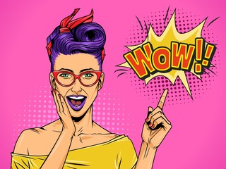 Pop art beautiful surprised lady © DGIM studio