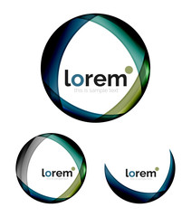 Set of geometric shape convergence logo design templates