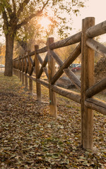 Vallas  de madera en otoño