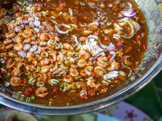 Sweet fish sauce, Thai dessert close up