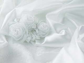 Wedding decorations, silk, lace, silk flowers