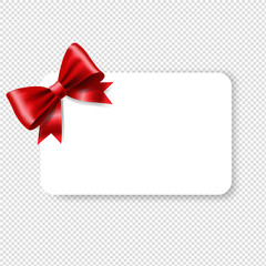 Blank Gift Tag Red Ribbon Bow