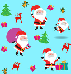 Seamless vector pattern with Santa. Can be used for wallpaper, pattern fills, web page background, surface textures, gifts. Creative Hand Drawn textures for winter holidays.