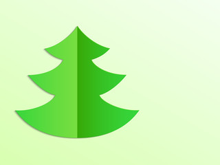 Simple green folded paper christmas tree vector illustration