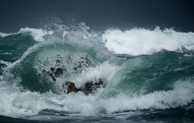 waves crashing on the beach