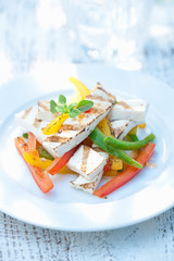 Tofu, seared with mixed pepper salad 