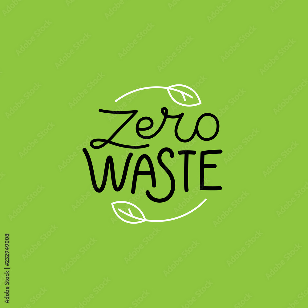 Poster vector logo design template and badge in trendy linear style - zero waste concept, recycle and reuse