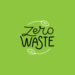 Vector logo design template and badge in trendy linear style - zero waste concept, recycle and reuse, reduce