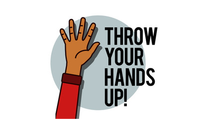 Throw Your Hands Up Vector Illustration in Flat Line Art Style