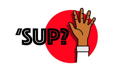 Sup What's Up Vector Illustration in Flat Line Art Style