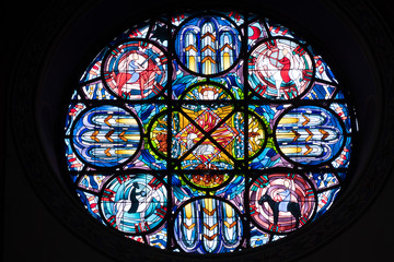 stained Glass window in Jacobs Kirche in Aachen