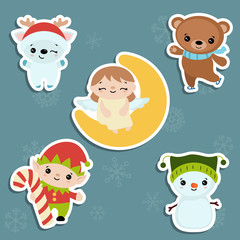 Set of christmas characters.