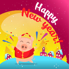 Fototapeta premium Happy New Year 2019. Chinese New Year. The year of the pig. Vector illustration