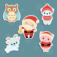 Set of christmas characters.