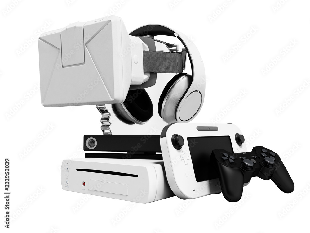 Aufkleber set of game consoles portable console camera for playing with headphones and virtual reality glasses