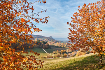 Herbststimmung im Hegau mit Blick zum Hohenkrähen