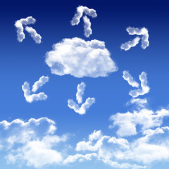 Fototapeta na wymiar cloud computing with a real cloud in a blue sky