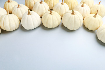 White pumpkins background.