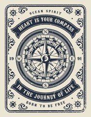 Vintage maritime monochrome template