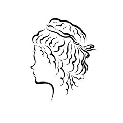 Girl with curly hair, hairstyle, profile, head