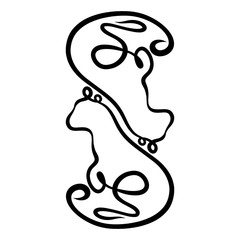 Creative number or sign of two cats