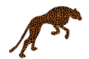 Drawn jaguar, leopard, wild cat, panther coloured silhouette