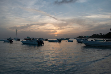 sunset and boats in Dominican Republic
