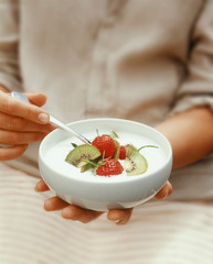 Summer fruits and yoghurt