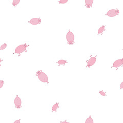 Seamless pattern with pigs in funny poses