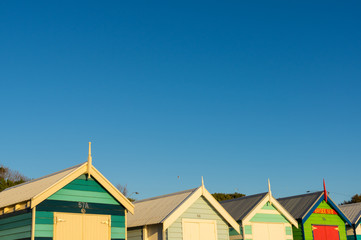 Colourful bathing boxes on Brighton Beach in Melbourne, Australia.