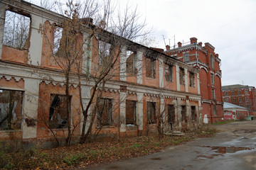 Old stone house on the street of the russian city of Tver
