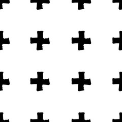 Obraz premium Seamless pattern drawn by ink. Black crosses as tags.