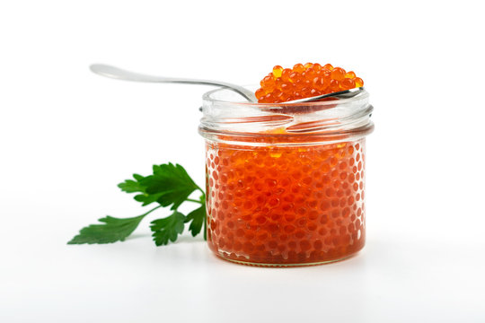 Red Fish Roe Jar Isolated On White Background