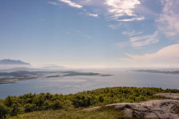 Breathtaking rural norway mountain landscape with sea