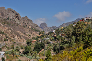 Fototapeta na wymiar Landscape around Vallehermoso and Los Loros on La Gomera..
