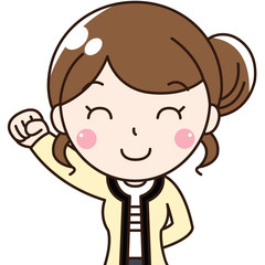  女性会社員OLの笑顔ガッツポーズ