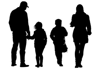Families with little child on white background