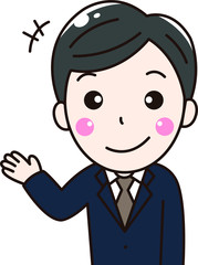  男性会社員サラリーマンの案内紹介