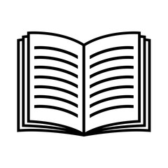 Book line icon. Open book with pages with lines representing text. Vector Illustration