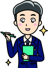 Fototapeta premium 男性会社員サラリーマンの案内紹介