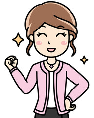  女性会社員OLの笑顔ガッツポーズ