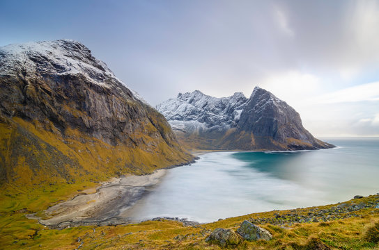 beach, kvalvika, lofote,norway,landscape