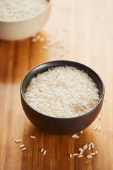 White rice in bowl on table. Concept asian food
