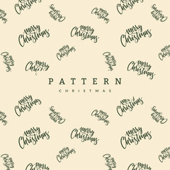 Seamless Pattern Lettering Merry Christmas. Christmas background Vector Xmas greeting card calligraphy lettering. Vector Illustration