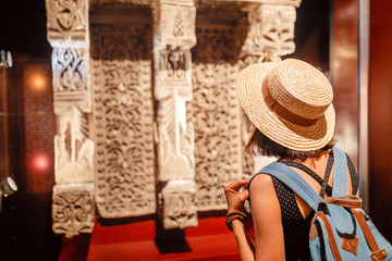 Interior of a famous Aljaferia Palace or Palacio de la Aljaferia Islamic mauritian fortress in Zaragoza, Aragon