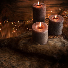 Cozy christmas decoration with candles