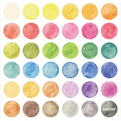Vector colorful watercolor circle set
