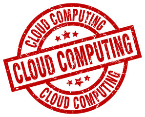 cloud computing round red grunge stamp