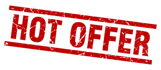 square grunge red hot offer stamp